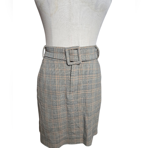 Vika Adamskaya Plaid Belted Office Siren Women's Mini Skirt - Picture 2 of 7